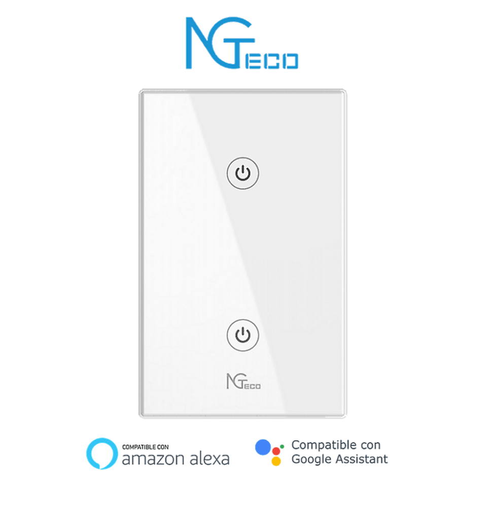 NGTECO NGS102 - Apagador Inteligente WiFi 2 Botones Tou, ZKT1320004
